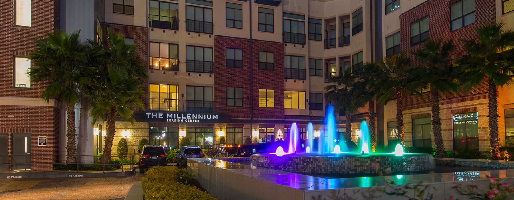 Exterior view of the fountain and entrance to Millennium High Street
